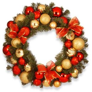 30 in. Red and Gold Ornament Artificial Wreath