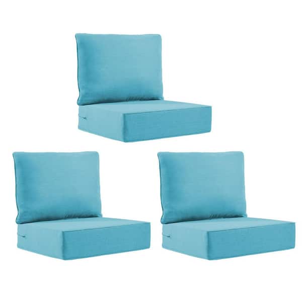 22 in. x 24 in. x 6 in. 6-Piece Olefin Deep Thick Seating Outdoor Lounge Chair Sofa Replacement Cushion in Light Blue