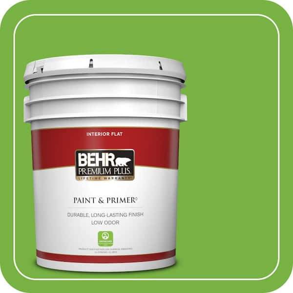 BEHR PREMIUM PLUS 5 gal. #S-G-430 Sparkling Apple Flat Low Odor Interior Paint & Primer