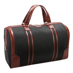 Kinzie, 20 in. Black 1680D Ballistic Nylon with Leather Trim 2-Tone Tablet Carry-All Duffel