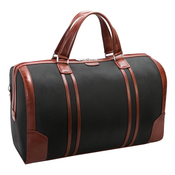 McKLEIN Kinzie, 20 in. Black 1680D Ballistic Nylon with Leather Trim 2-Tone Tablet Carry-All Duffel
