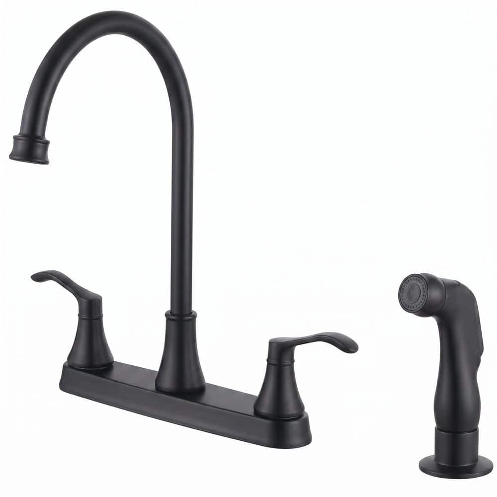 2-Handles Deck Mount 8 Inch Centerset Standard Kitchen Faucet with Side Sprayer 3 Hole or 4 Hole in Matte Black price history on PriceWatchPro