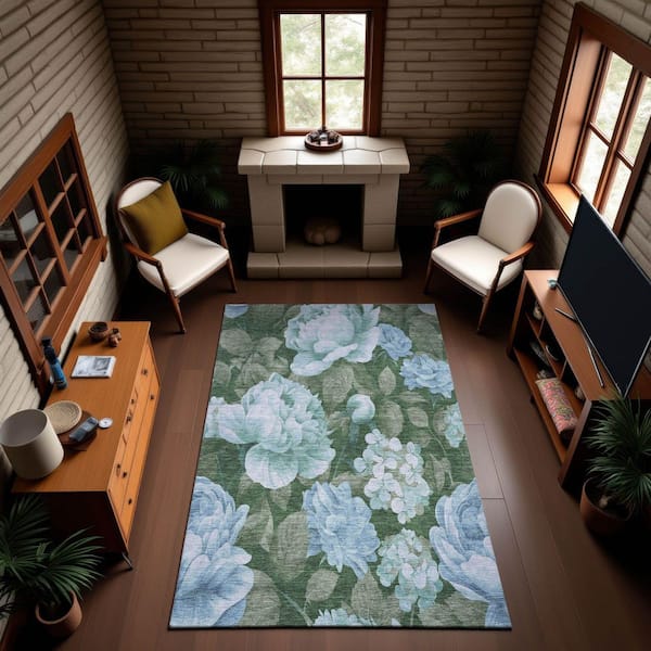 Mayfield Premium Machine Washable Abstract AMF1561 Sky 10 ft. x 14 ft. Area Rug
