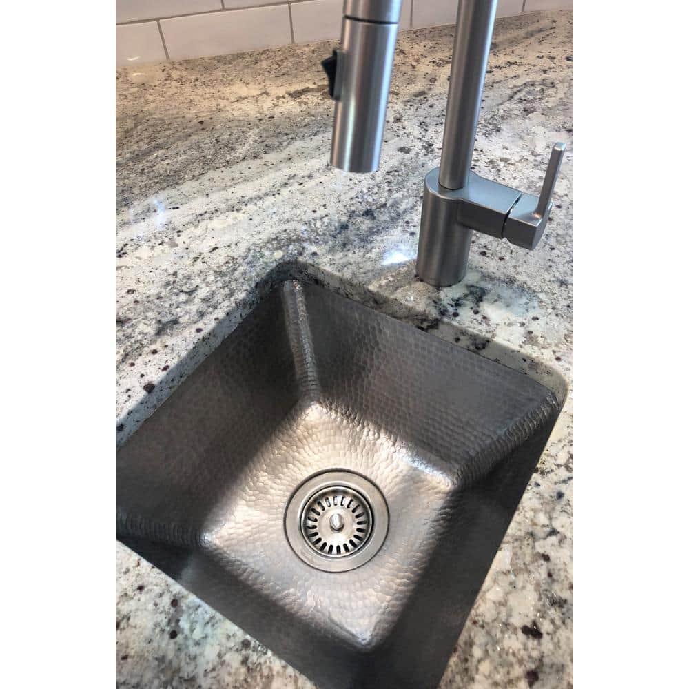 15" Square Hammered Nickel Bar/Prep Sink