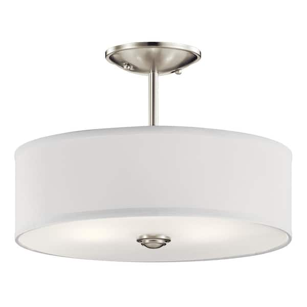 KICHLER Shailene 14 in. 3-Light Brushed Nickel Round Hallway