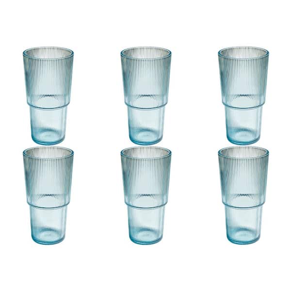 ABODE HOMEWARES Fine Ribbed 22 oz. Dishwasher Safe Light Blue Acrylic  Drinking Glass DK25177981
