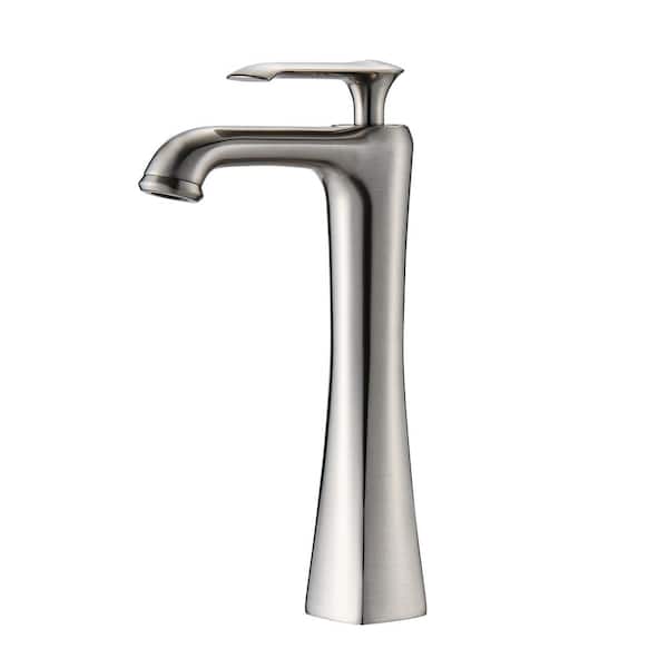 Aurora Decor Melo Single Hole Single-Handle Bathroom Tall Vessel Sink Faucet in Brushed Nickel