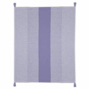 Charlie Purple Striped Cotton Throw Blanket