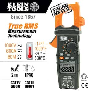 600 Amp Digital Clamp Meter AC/DC True RMS Auto Ranging with GFCI Receptable Tester Tool Set