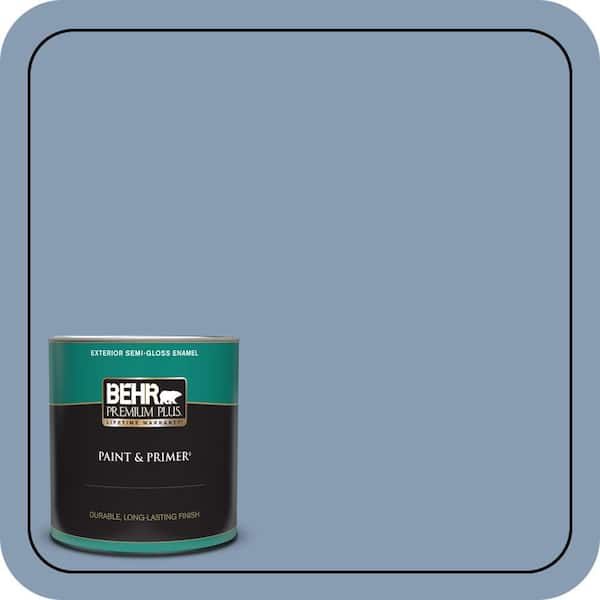 BEHR PREMIUM PLUS 1 qt. #S520-4 Private Jet Semi-Gloss Enamel Exterior Paint & Primer