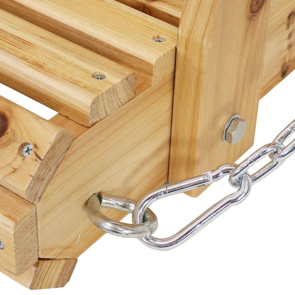 Natural Fir Wood 2-Person Outdoor Porch Swing with Chains