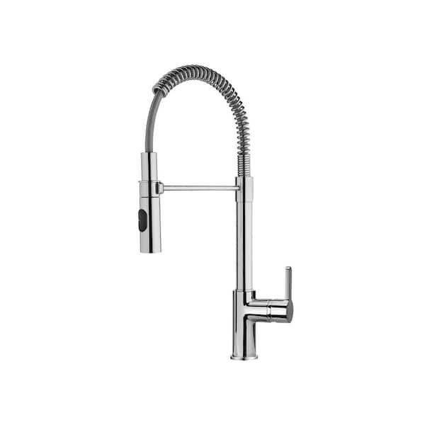 Arena Single Handle Pull Down Sprayer Kitchen Faucet with Spring Spout in Brushed Nickel