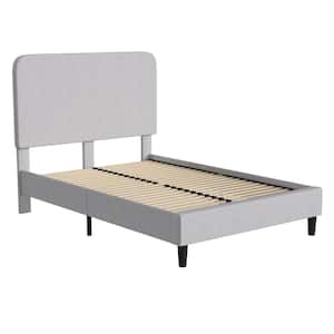 Light Gray Wood Frame Full Platform Bed
