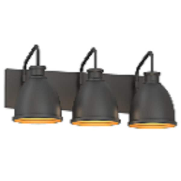 Hampton Bay Tallulah 24 in. 3-Light Black Bathroom Vanity Light