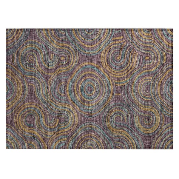 Chantille Machine Washable Indoor/Outdoor Abstract ACN3032 Plum 2 ft. x 3 ft. Accent Rug