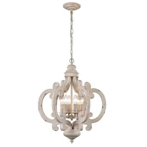 6-Light white No Decorative Accents Shaded Circle Chandelier for Dining Room;Foyer with No Bulbs Included