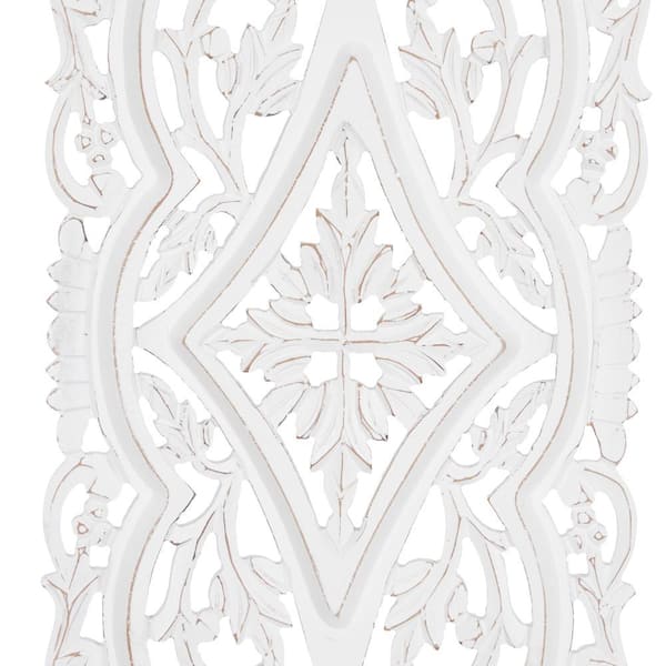 Litton Lane Wood White Handmade Intricately Carved Mandala Floral Wall Decor  34114 - The Home Depot