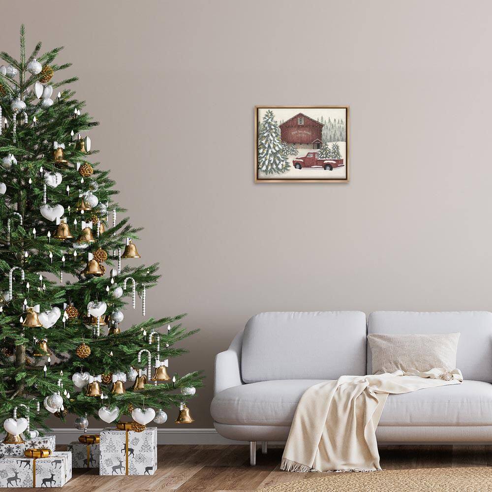 Winter Pine Tree Farm by Linda Spivey Brown Floater Frame Nature Graphic Art Print 17 in. x 21 in. price history on PriceWatchPro