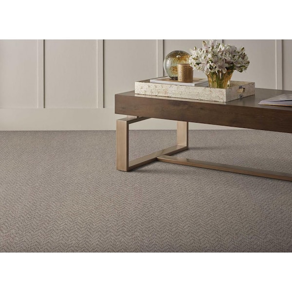 Crescendo Cobblestone Beige 13.2 ft. 42 oz. Wool Pattern Installed Carpet