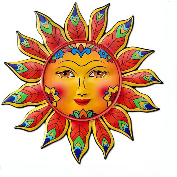 13 in. x 13 in. Metal Sun Flower Wall Decor Sculpture for Outdoor