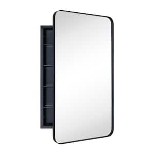 WH 21 in. W x 34 in. H Rectangular Stainless Steel Recessed Framed Medicine Cabinet with Mirror in Matt Black
