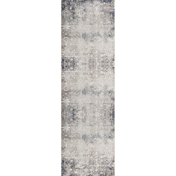 Rug Branch Havana Navy Blue 2 ft. 3 in. x 18 ft. Traditional Distressed Runner Area Rug
