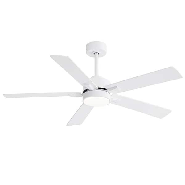 Charlie 52 in. Integrated LED Indoor White Ceiling Fans with Light and Remote Control Included