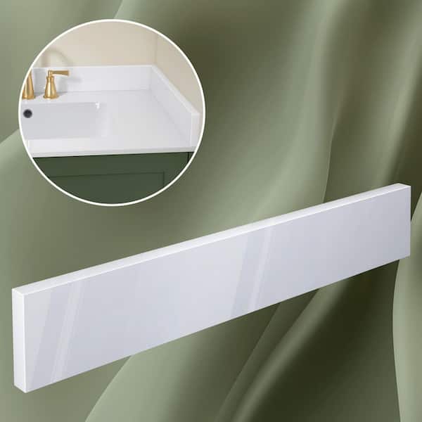 Nmki 21 in. Solid Surface Vanity Sidesplash Bathroom Vanity Side Splash in Glossy White