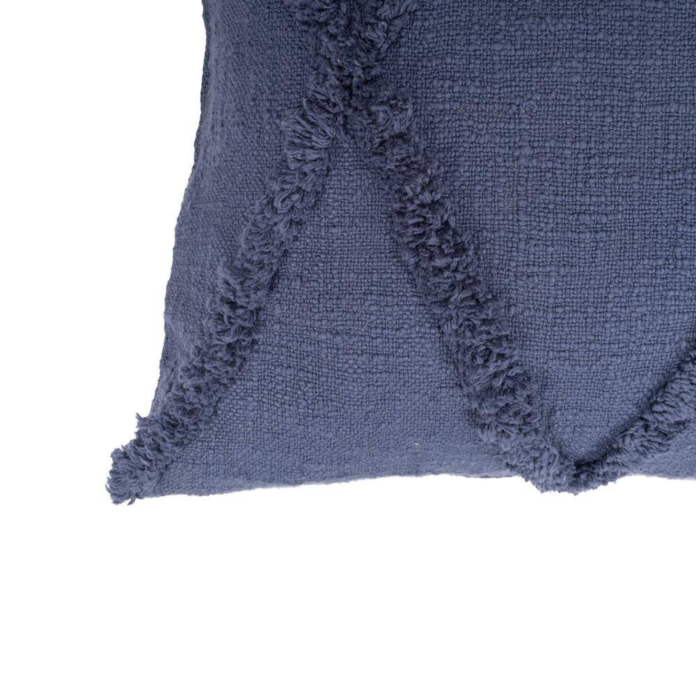 Denim Blue Cotton Geometric Throw Pillows, 18" x 18", Set of 2