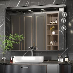 30 in. W x 40 in. H Large Rectangle Metal Framed Wall Mirrors Bathroom Mirror Vanity Mirror Accent Mirror in Black