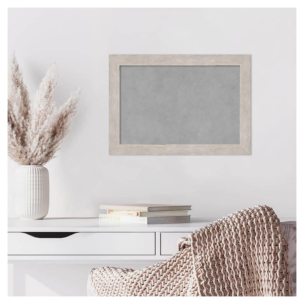 Modern Grey Wood and Metal Magnetic Memo Board