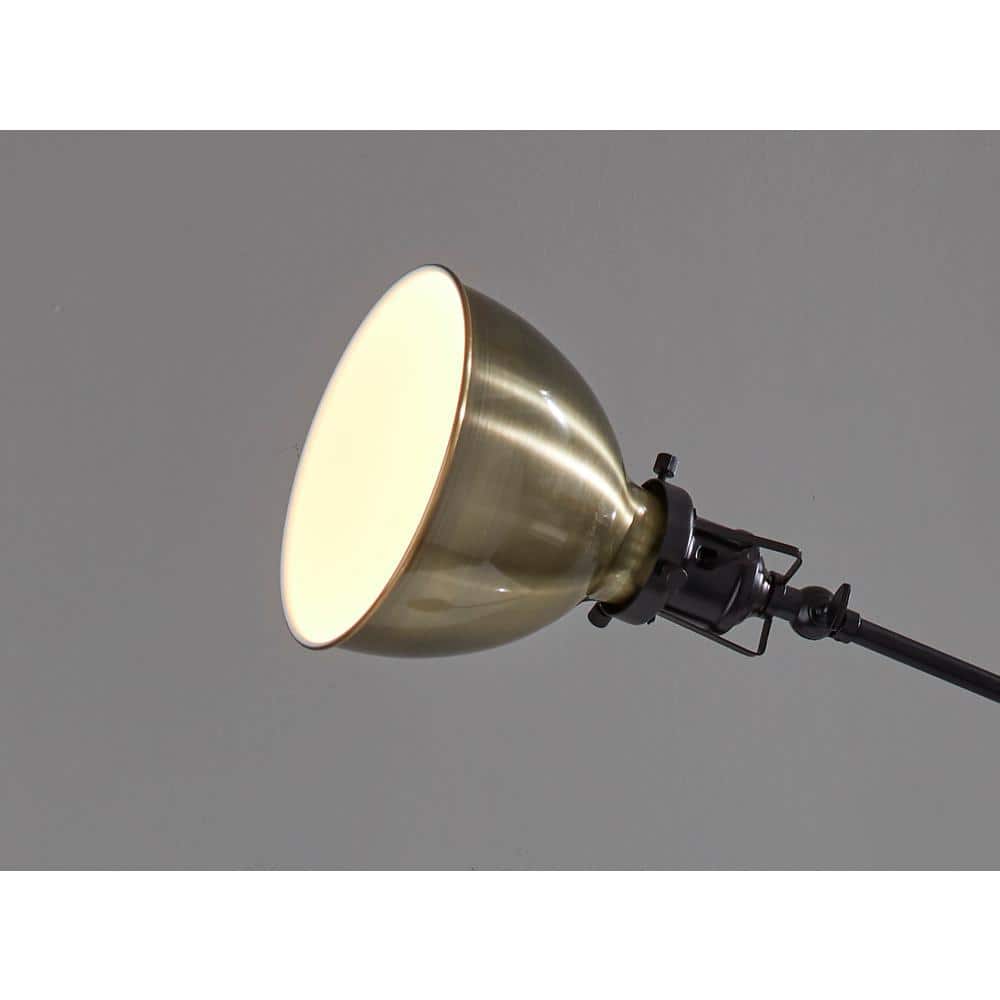 Vintage Adjustable Bronze Floor Lamp with Schoolhouse Shade
