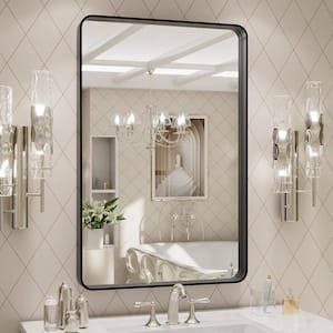 20 in. W x 28 in. H Rectangular Framed French Cleat Wall Mounted Tempered Glass Bathroom Vanity Mirror in Matte Black