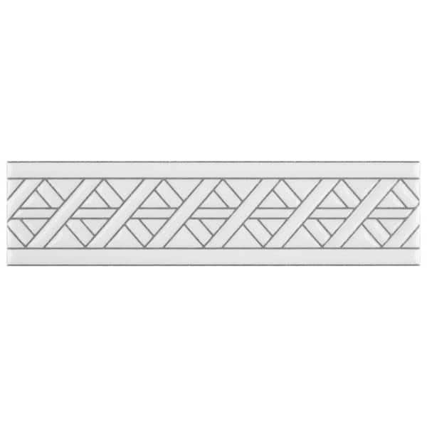 Sevillano Listello Camino White 2 in. x 7-7/8 in. Glossy Ceramic Wall Tile Trim