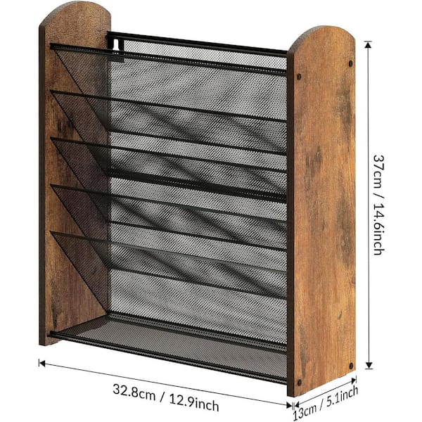 12.9 in. x 5 in. Rustic Brown Hanging Mails Folders Papers