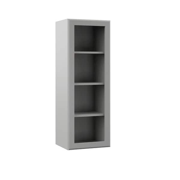 Hampton Bay Designer Series Elgin Assembled 15x42x12 in. Wall Open Shelf Kitchen Cabinet in Heron Gray