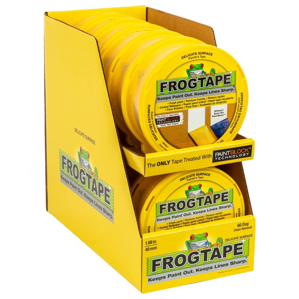 1.88 in 280222 Renewed Yellow Roll x 60 yd FrogTape Delicate Surface Painting Tape 