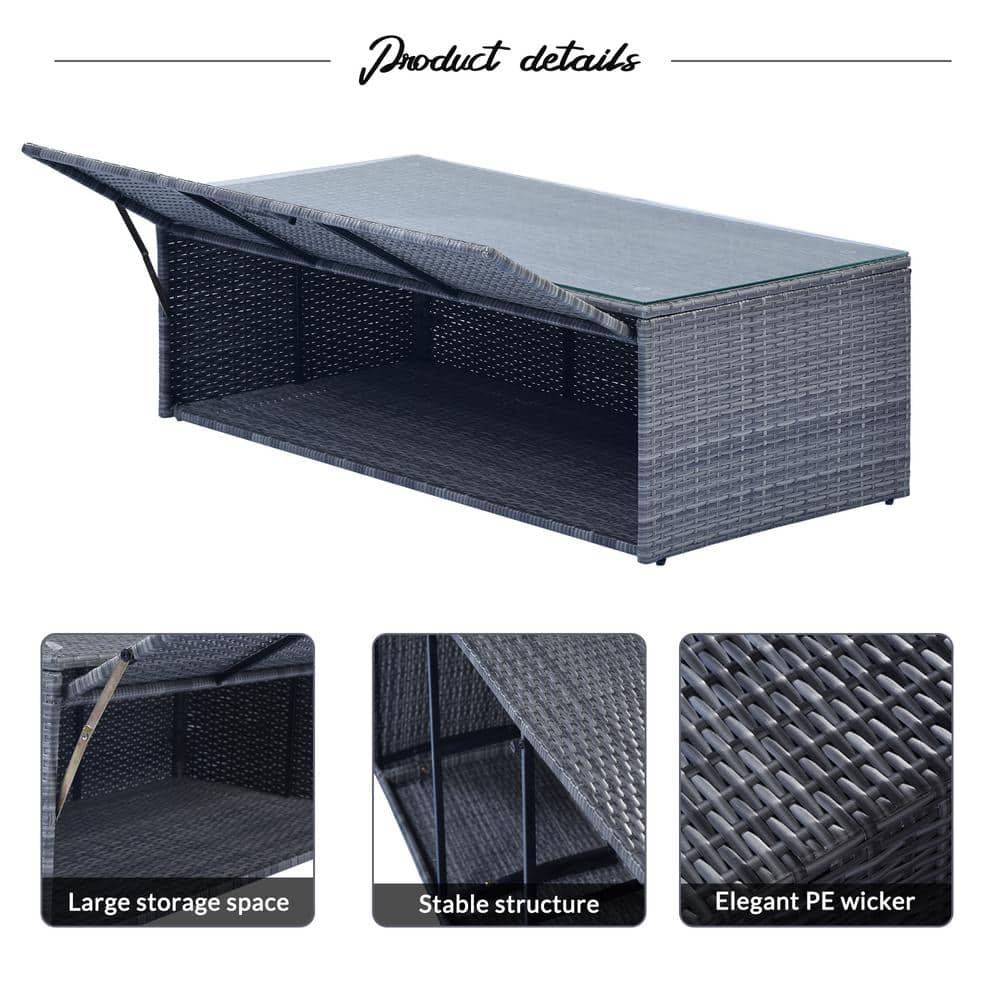 Gray 7-Person Steel Frame Outdoor Sectional Sofa Set