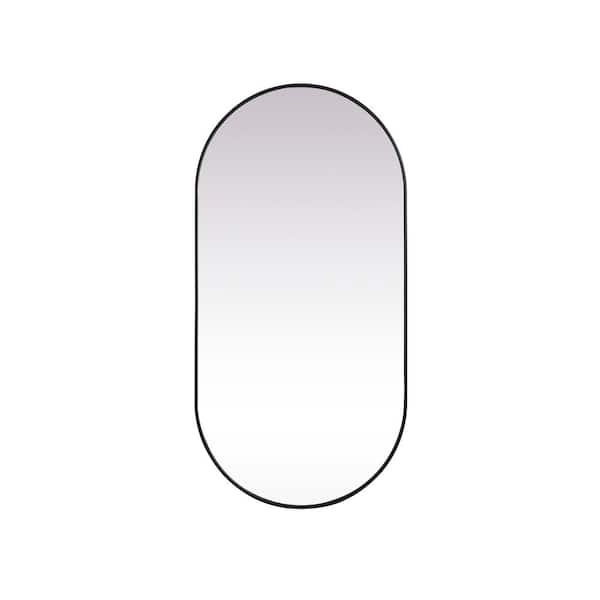 Unbranded Timeless Home 36 in. W x 72 in. H x Modern Metal Framed Oval Black Mirror