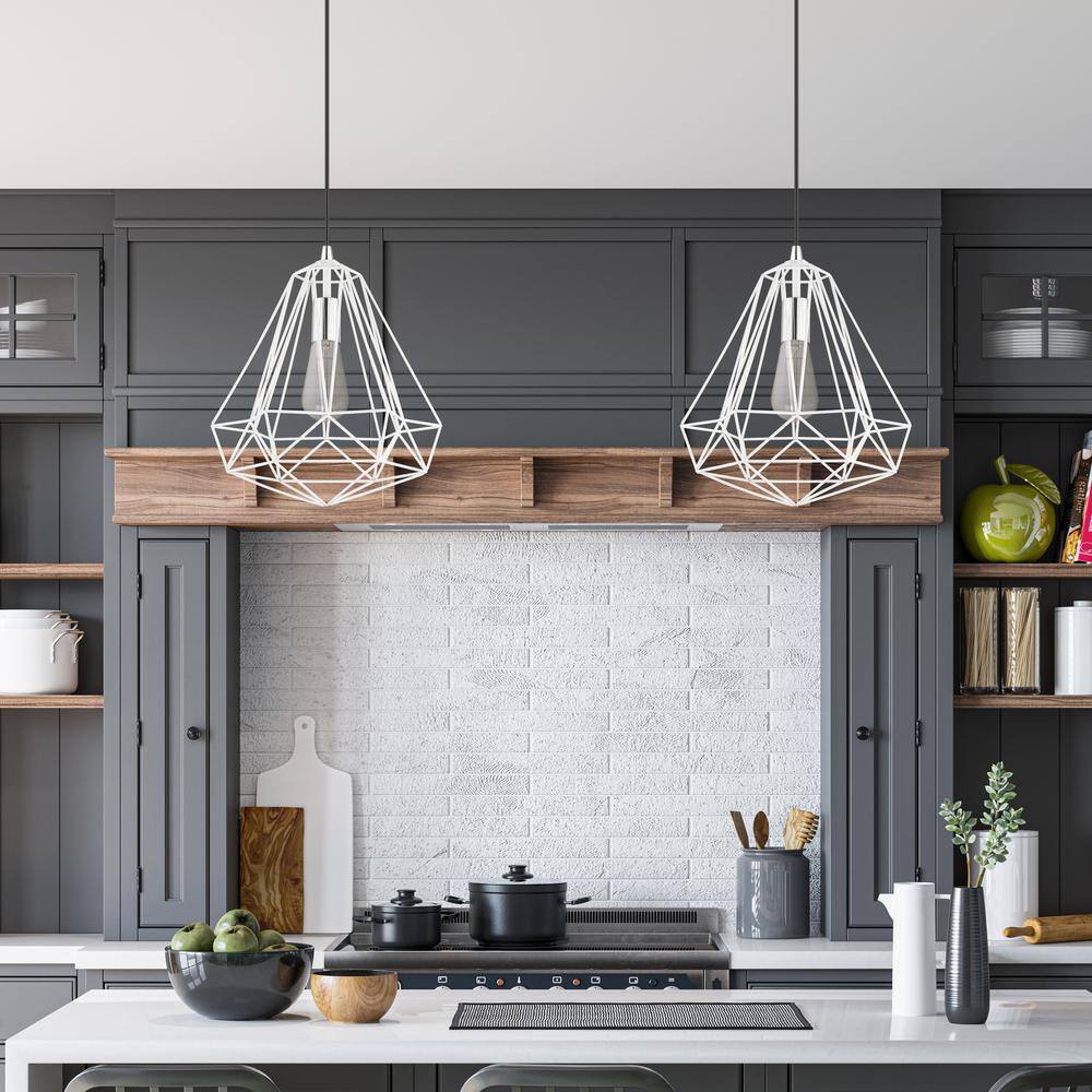 Shiny White Mini LED Pendant Light with Hand-Welded Frame