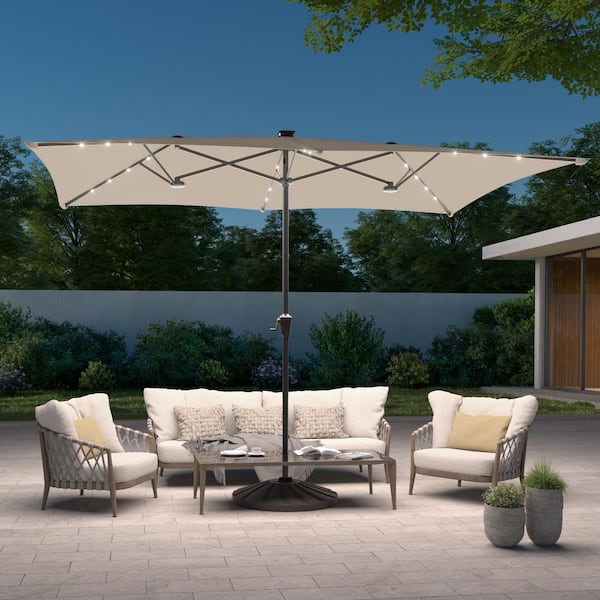 SANLUCE 10 x 6.5 ft. LED Double-Sided Patio Umbrellas with