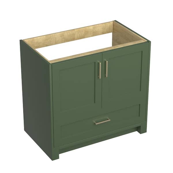 NTQ 36 in. W x 21.5 in. D x 33.5 in. H Bath Vanity Cabinet without Top Bathroom Vanity Morden Style Solid Wood in Green