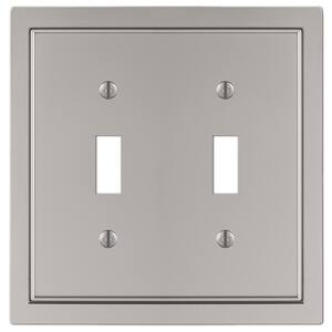 DEWENWILS Double Toggle Wallplates Pack of 2 Brushed Nickel Light Switch Covers Heavy Duty Matel Material 