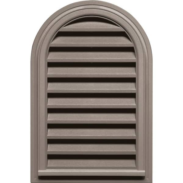 Builders Edge 22 in. x 32 in. Round Top Plastic Built-in Screen Gable Louver Vent #008 Clay