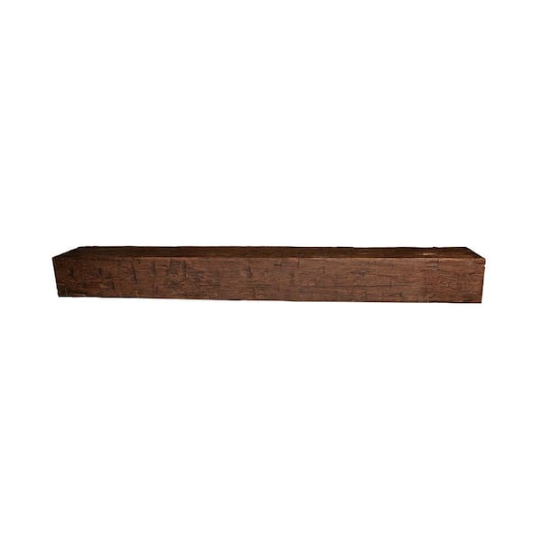 American Pro Decor 6 in. x 8 in. x 4.5 ft. Walnut Hand Hewn Faux Wood Cap-Shelf Mantel