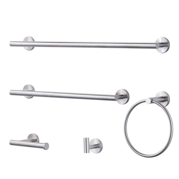 6-Piece Stainless Steel Brushed Nickel Bathroom Towel Rack Set Wall Mount