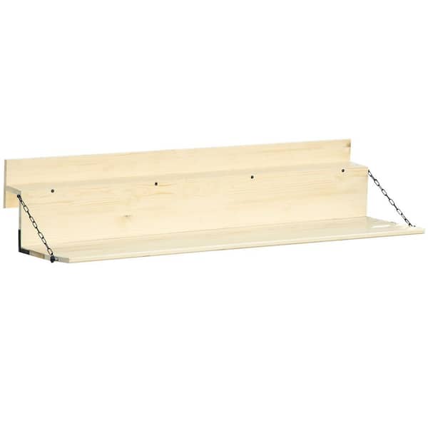 Unbranded Natural Wood Hanging Balcony Table-Foldable Spruce Wood Railing Bar and Desk, 66 lb. Capacity, Fits up to 3.9 in.