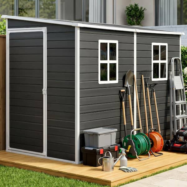 ToolCat 4 x 8 ft. Outdoor Waterproof Resin Storage Shed with Floor