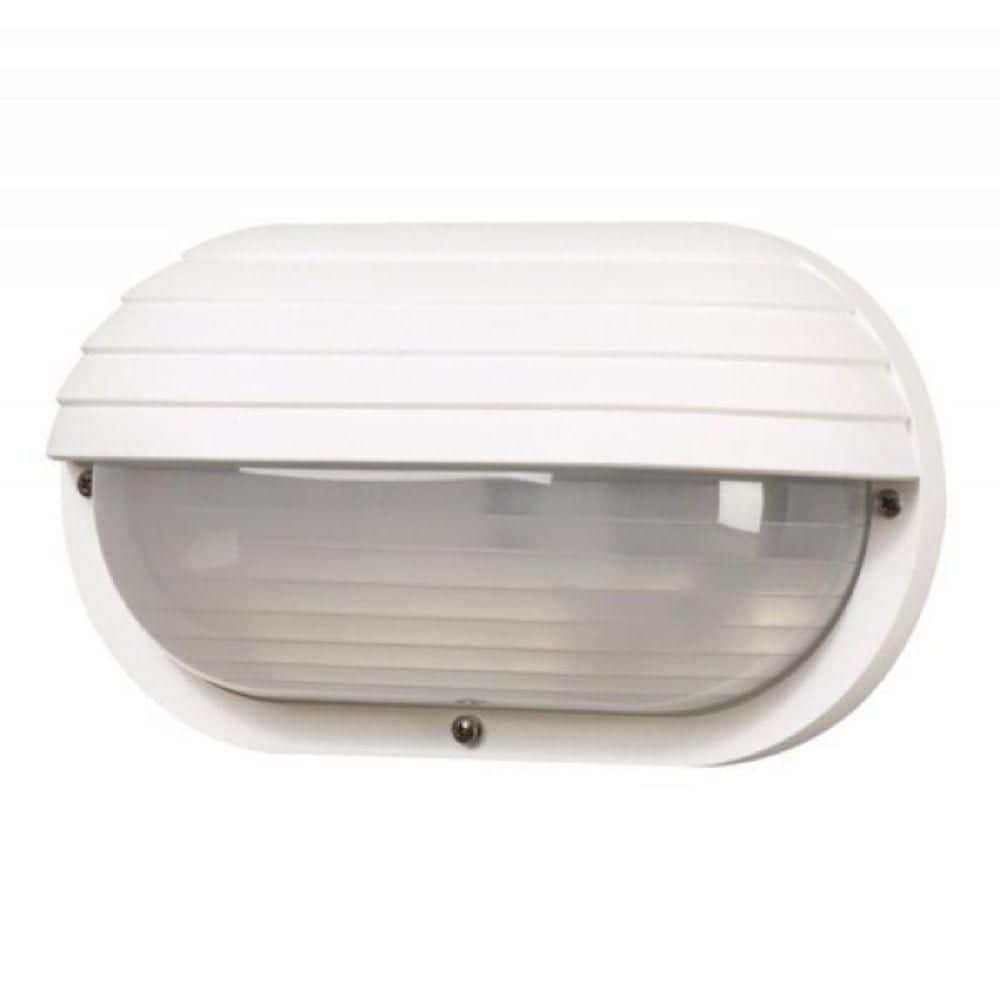 Nautical Oblong Eyelid White Outdoor Hardwired Bulkhead Sconce with 4000K LED Bulb and Frosted Diffuser price history on PriceWatchPro