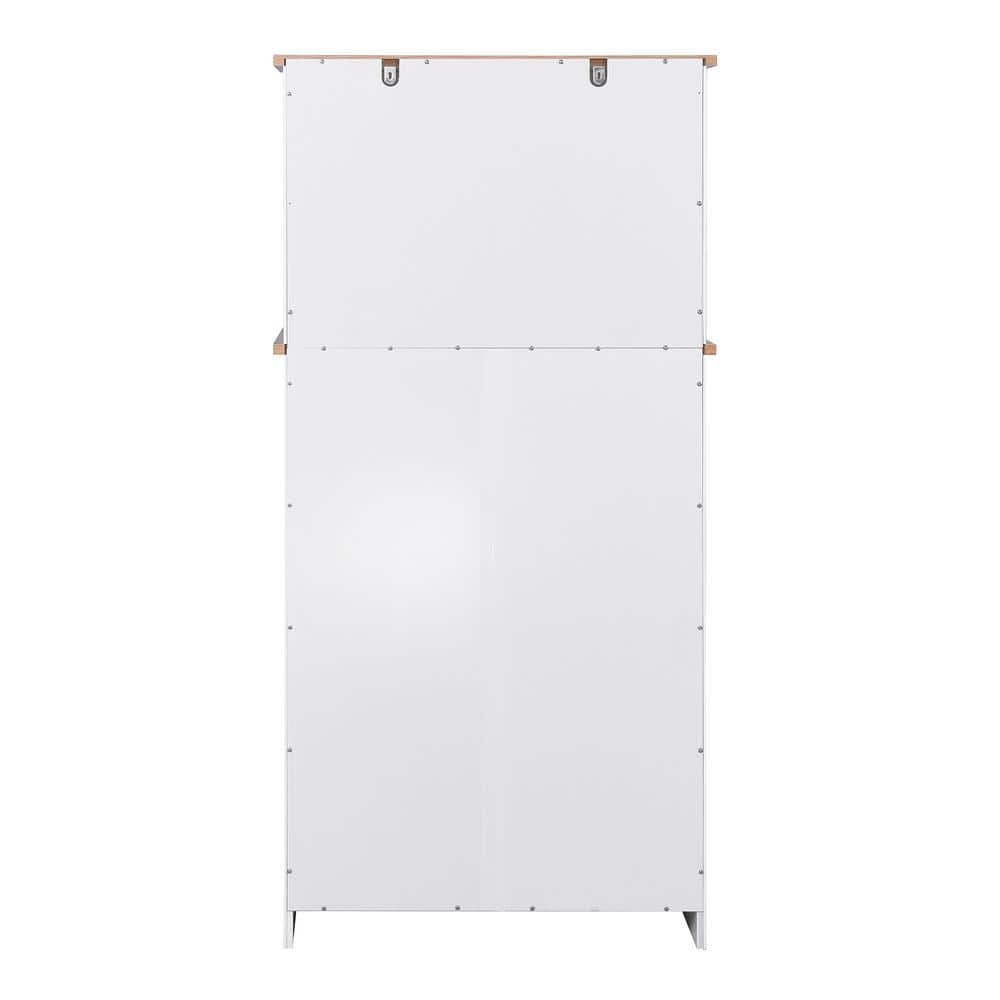 White Wooden Kitchen Storage Cabinet with Adjustable Shelves